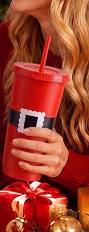 1-24oz Plastic Christmas Santa Belt Tumbler