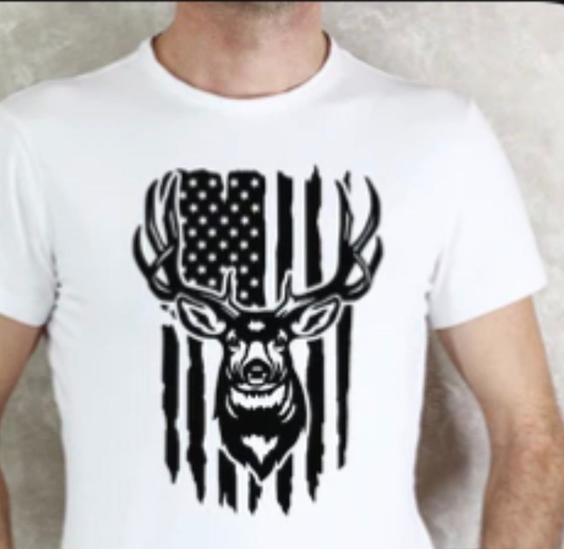 Black Deer With Flag Tee
