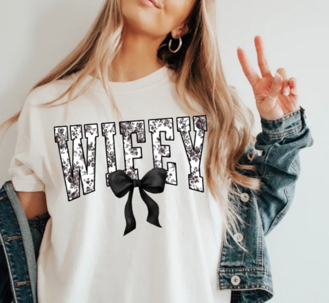 Wifey Black Bow Tee