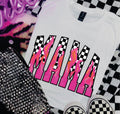 Mama Checkered Pink Flames Tee