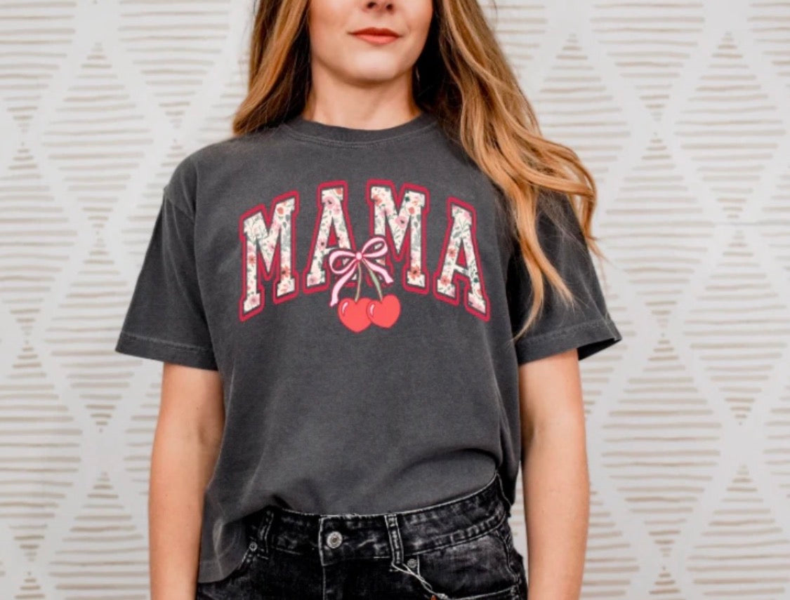 Mama With Cherry Bow Tee