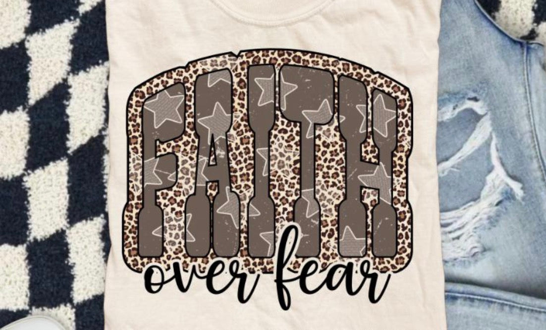 Faith Over Fear Star Cheetah Tee