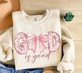 God Is Good Floral With Pink Bow Tee