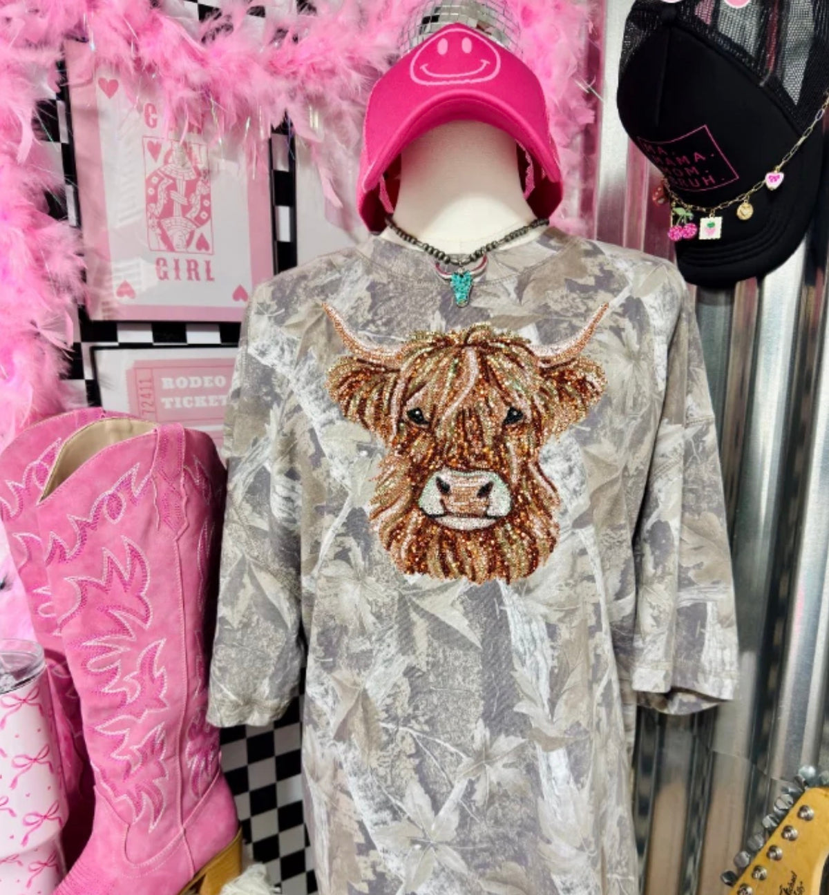 Rhinestone Highland Cow Tee