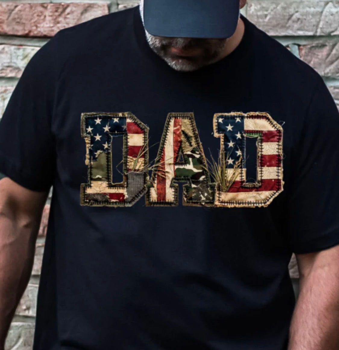 Dad American Flag Patchwork Tee