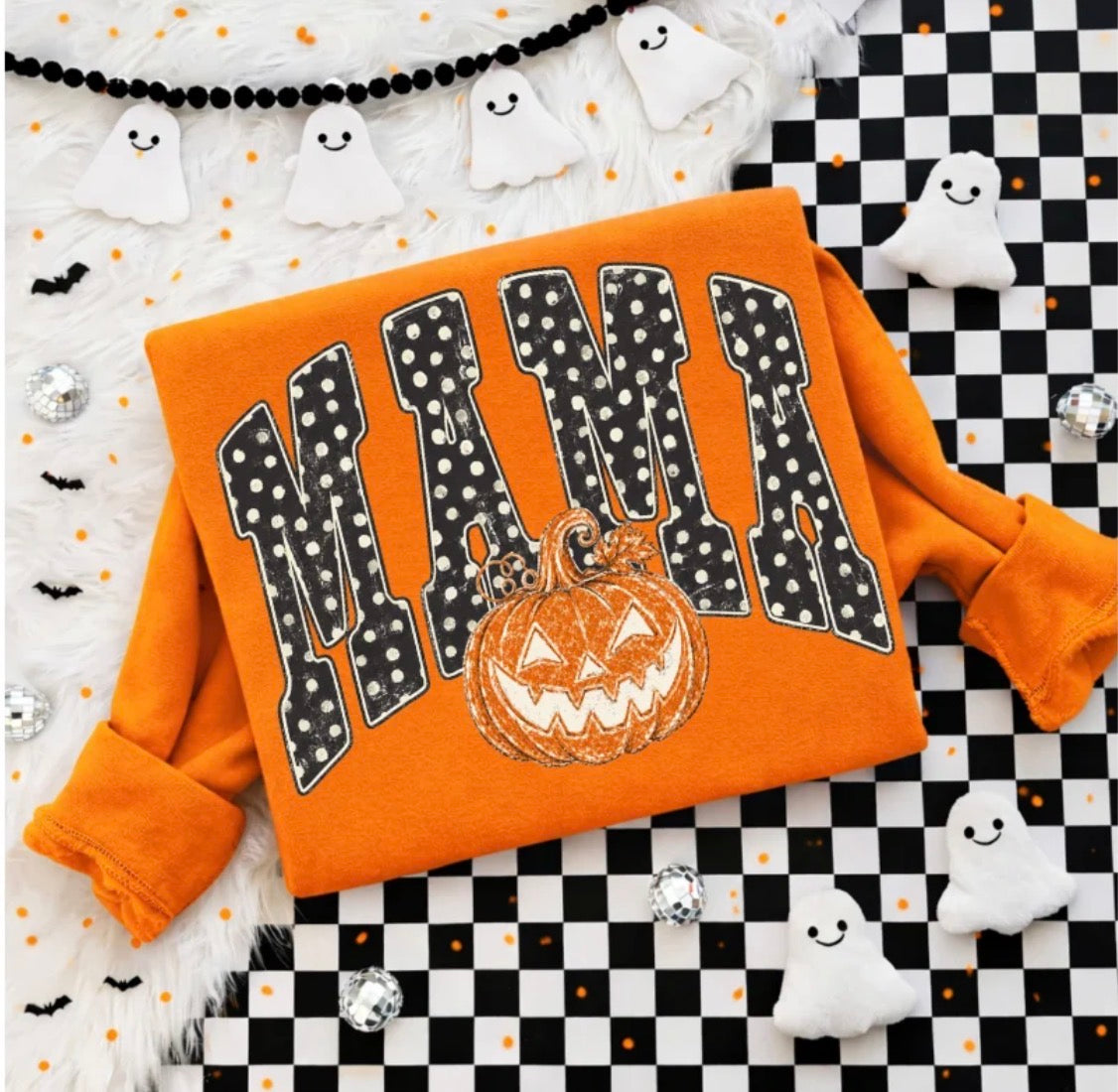 Mama Polka Dot Pumpkin Tee