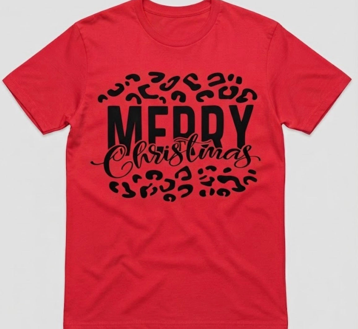 Merry Christmas Leopard Tee
