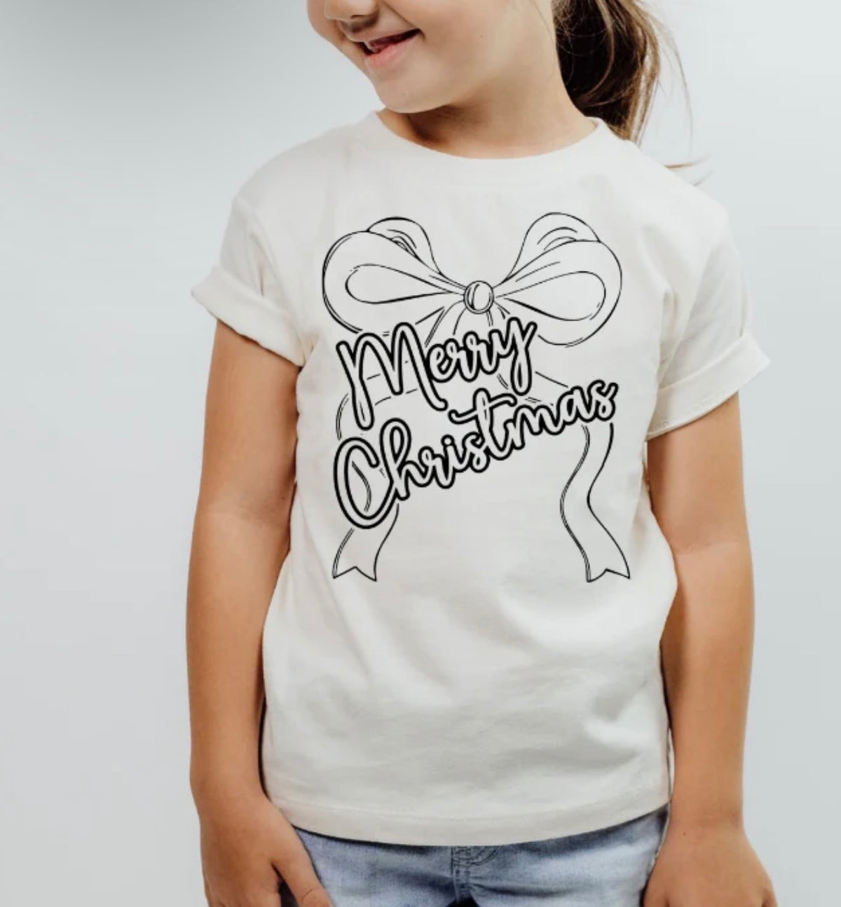 Girl’s Merry Christmas Big Bow Tee
