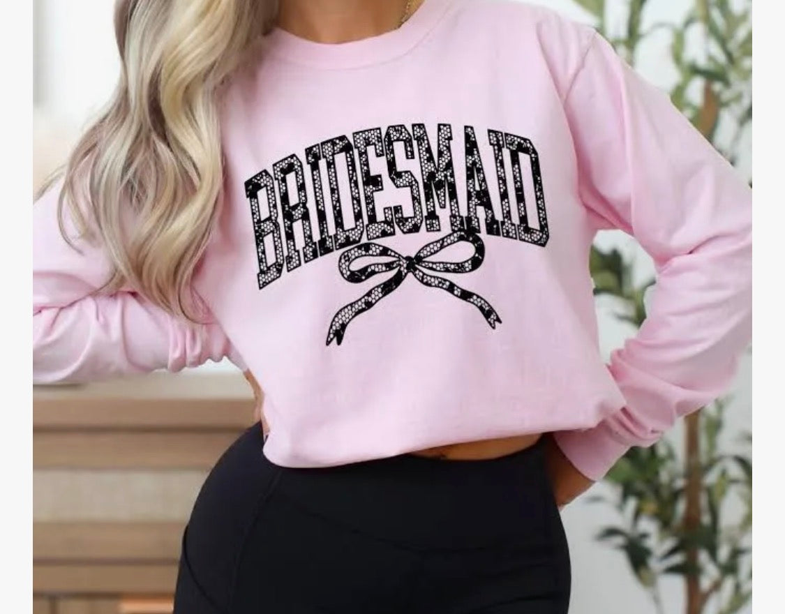 Bridesmaid Black Floral Lace Tee